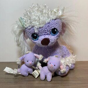 Puppy Surprise Plush Dog 2005 Hasbro Purple with Two Babies